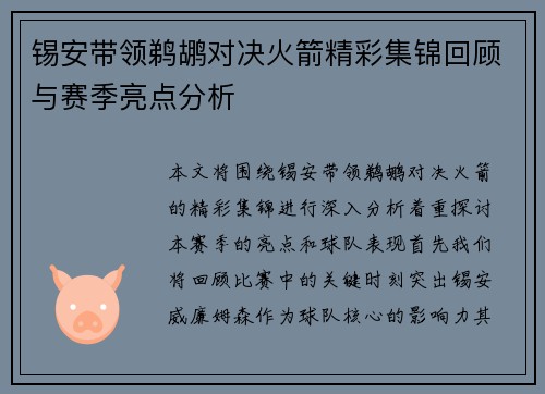 锡安带领鹈鹕对决火箭精彩集锦回顾与赛季亮点分析